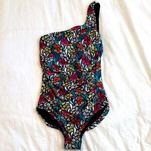 Albion One-Shouldered Icon Ruched one piece, Costa Flora NWOT